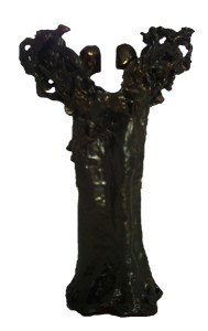 Mens en boom keramiekvrouwen beeld keramiek bronsglazuur Silene van Waveren