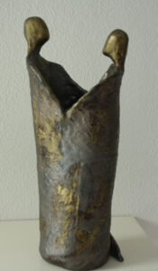 Verliefd stel, Man vrouw vaas keramiek beeld bronsglazuur Silene van Waveren